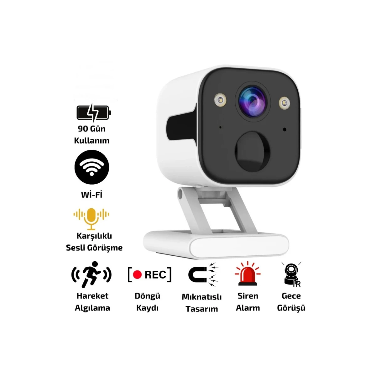 4k Wifi Şarjlı Mıknatıslı Bakıcı Ve Güvenlik Kamerası