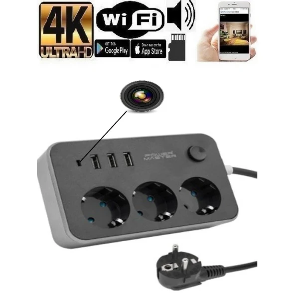 Usbli Akım Korumalı Wifi Priz Gizli Kamera Canlı Izleme-kayıt
