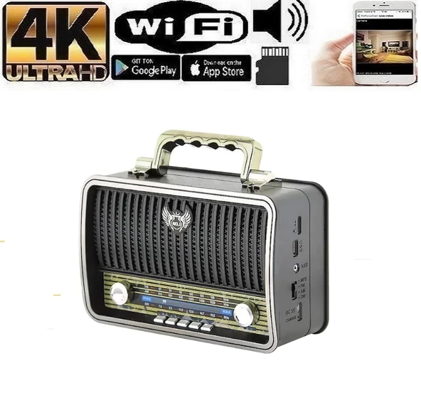 Radyo Gizli Kamera  Full Hd 4k Wifi Sınırsız Canlı izleme Kayıt