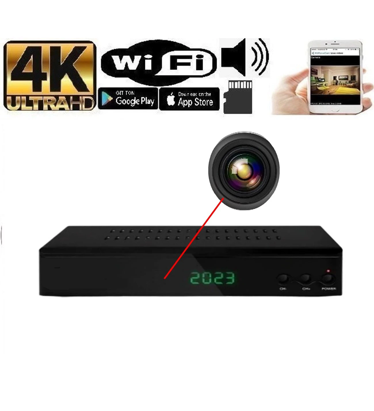 Gizli Kamera Uydu Cihazı  4k 1080p Wifi Sınırsız Mesafe Uzaktan Izleme Kayıt