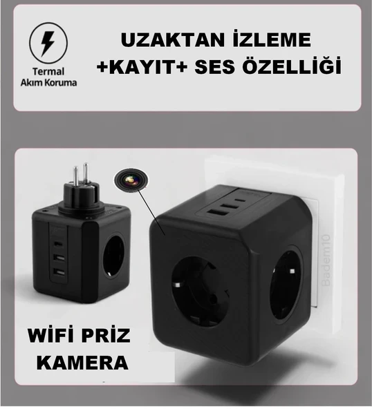 Wifi Küp Priz Kamera (Uzaktan Izleme - Ses Dinleme - Kayıt Etme