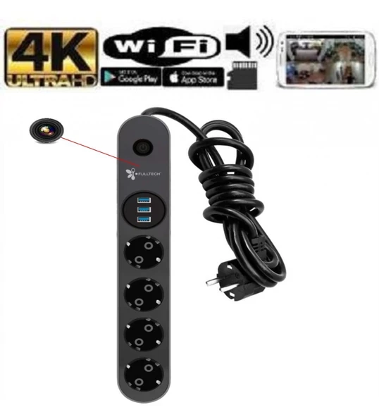 Uzun Usb Kablolu Wifi 4k Priz Gizli Video Kamera Canlı Izleme-kayıt