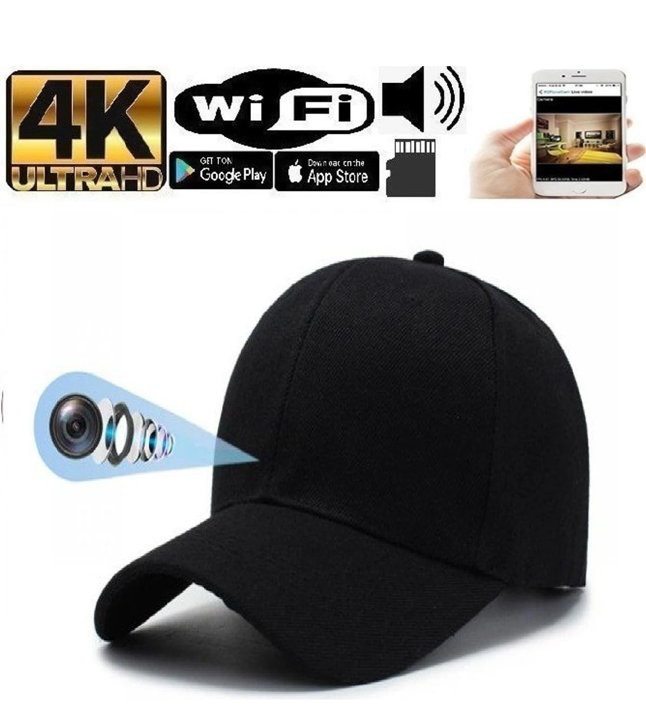Wifi Şapka Gizli Kamera  Uzaktan izleme Kayıt
